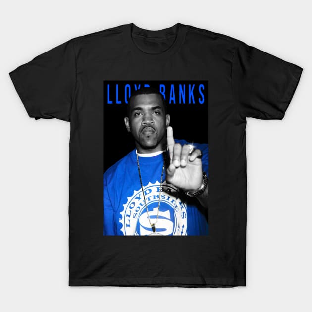 Lloyd Banks Black White and Blue T-Shirt by CELTICFAN34